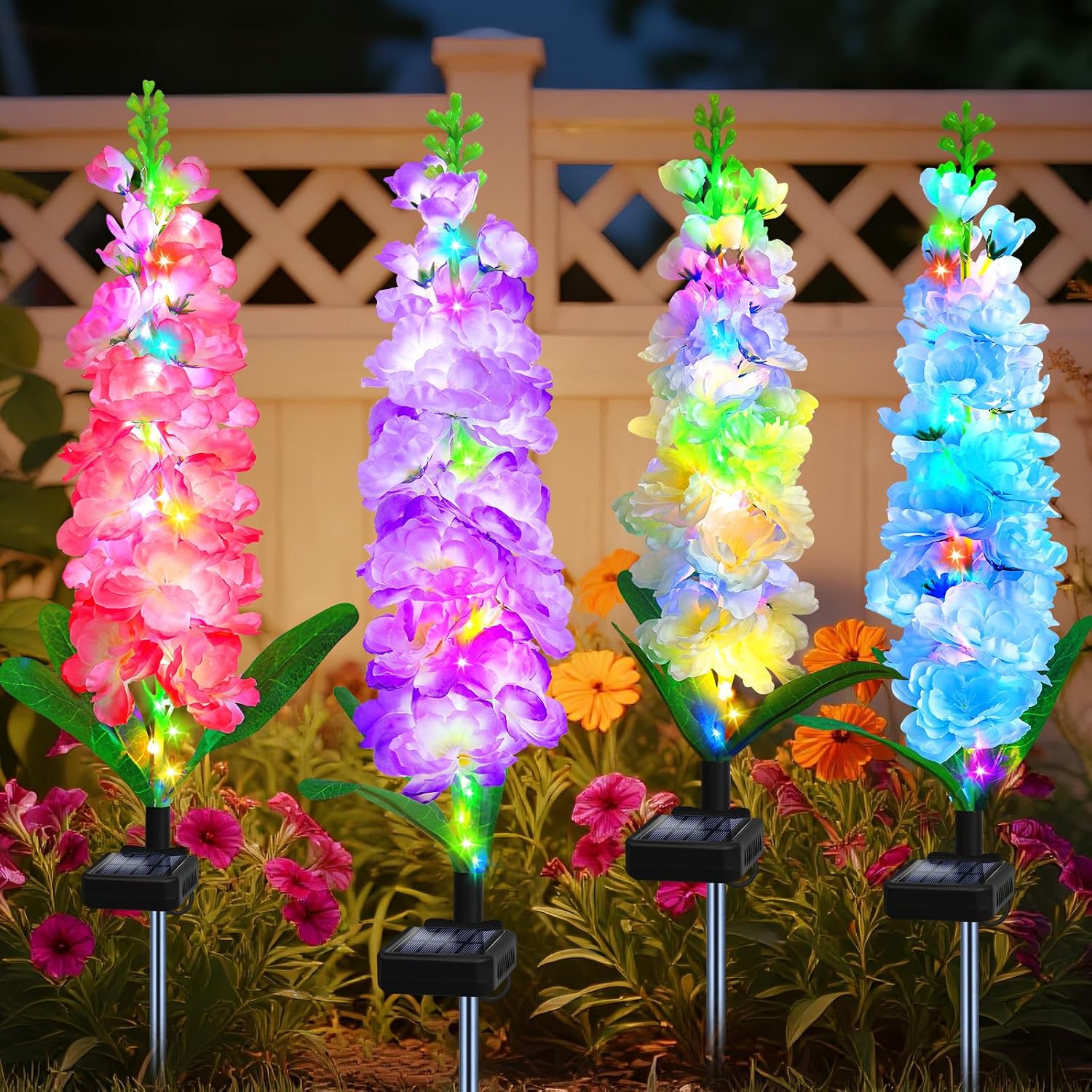 Flower Photography Led Lighting Pack - Solar tuinverlichting, Solar Delphinium bloemenverlichting 4-pack