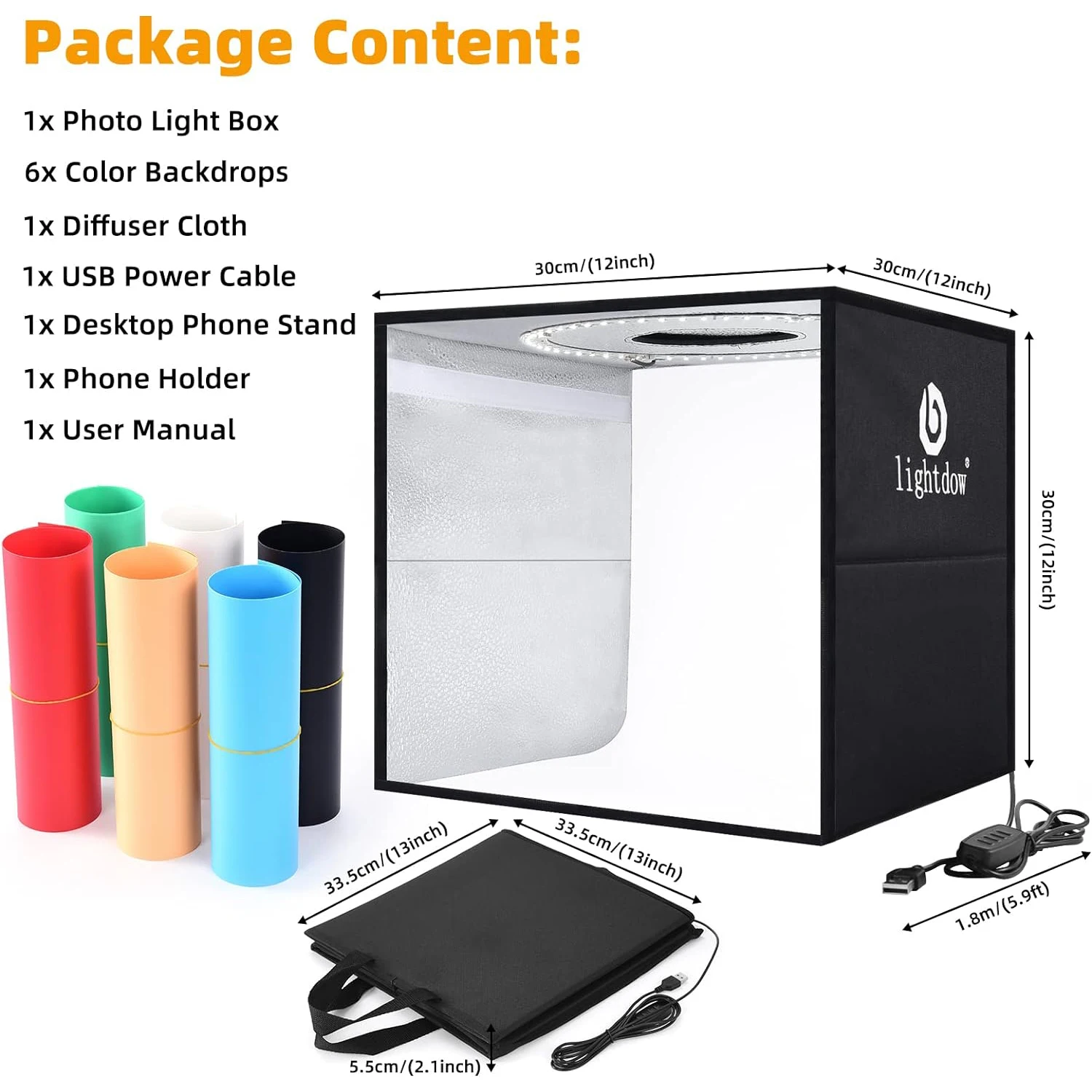 Macro Photography Lighting Kit - Lightdow Fotostudio Light Box Kit 12