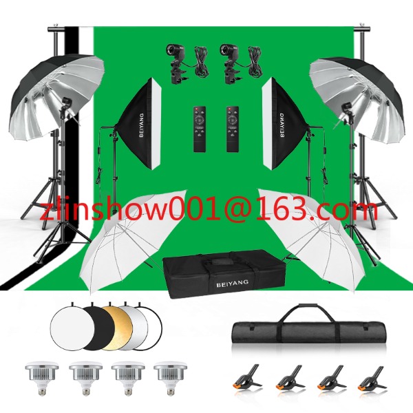 Photography Umbrella Lighting Kit - Fotostudio Apparatuur 2.6*3 m/2*3 m Achtergrond