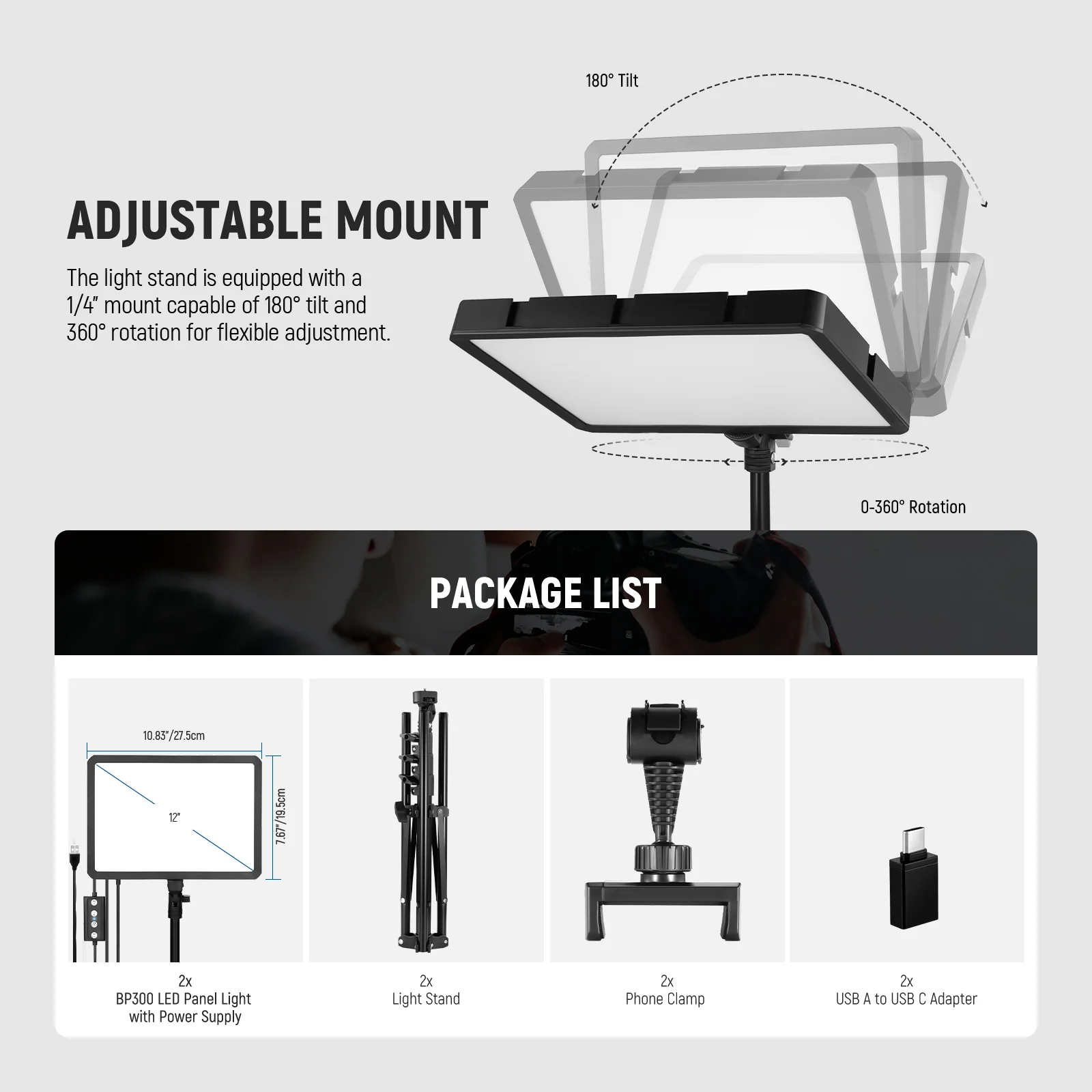 Photography Lighting Basics - NEEWER BASICS 2-pack LED-videolamppaneelverlichtingsset voor fotografie-filmopname,