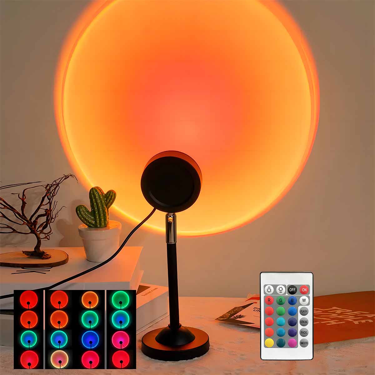Photography Lighting Setup - Zonsondergangprojectielamp met afstandsbediening, 16 kleuren, sfeerverlichting,